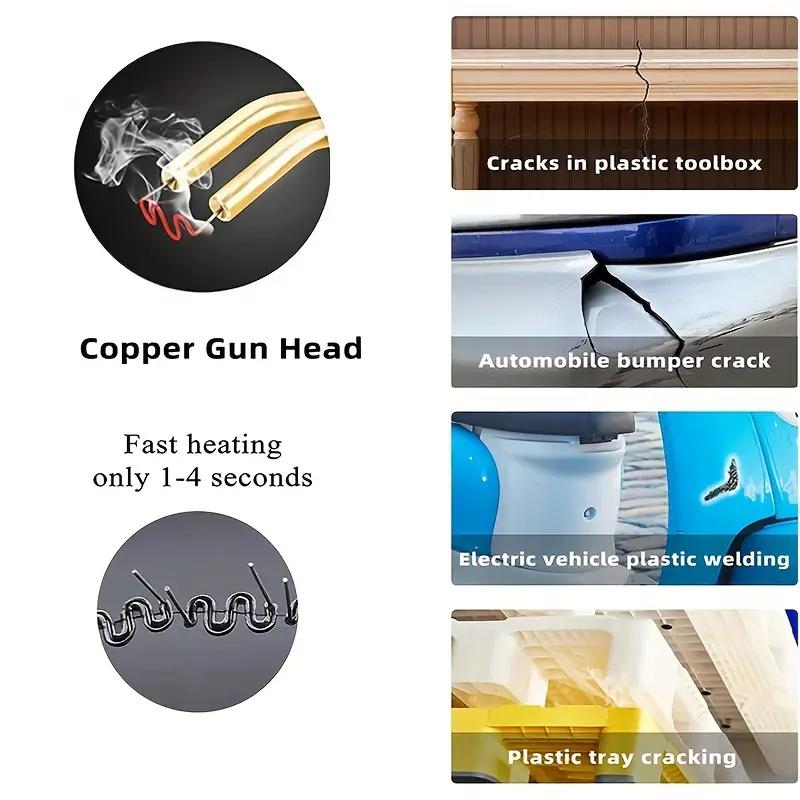 Plastic Welder Gun Car Bumper Soldering Machine with 4 Types of Staples for Bumper Kayak Plastic Product Repairs Welding Tool