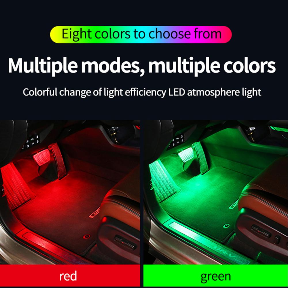 LED Car Atmosphere Decorative Lamp Backlight Remote App Music Control Auto RGB Ambient Lights Foot Strip Lighting Kit