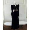Chic Black Velvet Evening Dress - Women's Luxe Socialite Fragrant Style
