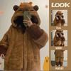 Women Robes Capybara Sleepwear Kawaii Anime Homewear for Adults Velvet Winter Warmable Pajamas Girls Party Holiday Costume