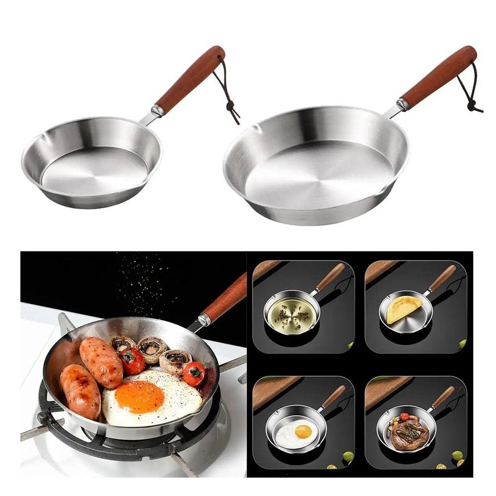 Oven Safe 304 Stainless Steel Frying Pan Flat Bottom Cooking Pan PFAS Safe Open Skillet Chef