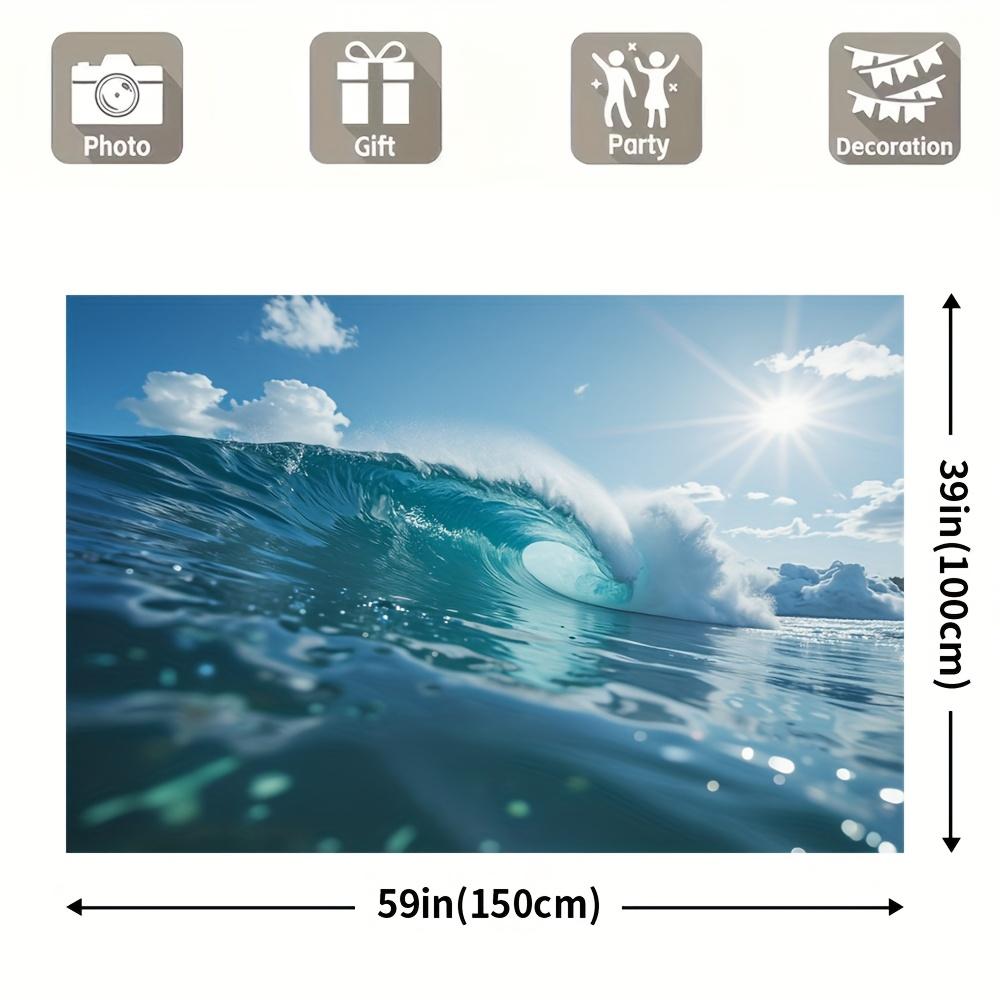 1pc Ocean Wave Surf Wall Tapestry Polyester 100 Art Deco Banner Multipurpose Room Decor Universal Holiday Festive Decoration