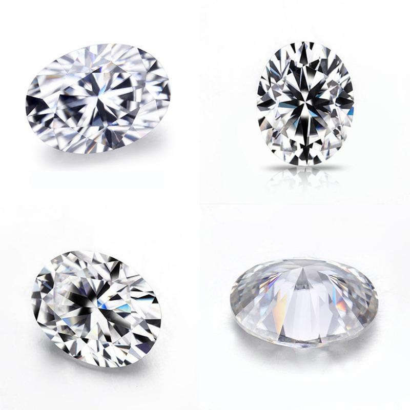 Cellacity Овальные серьги-кольца с белым муассанитом 3А из голого камня и камнем через сертификат GRA в подарок