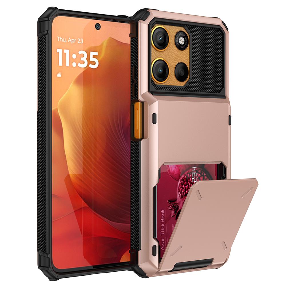 For Motorola Moto G15 4G Case PC + TPU Dual Layer Back Phone Cover with Card Holder