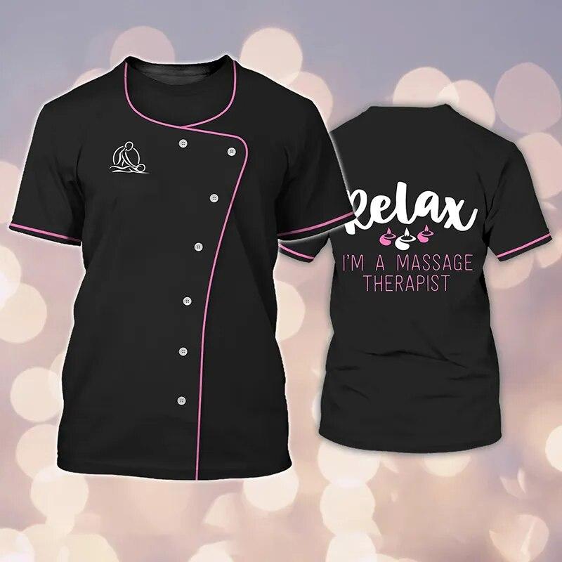 Massage Therapist 3D Print T-shirt Uniform Workwear Woman Men Streetwear T Shirts Harajuku Tees Tops Unisex Oversized Clothing