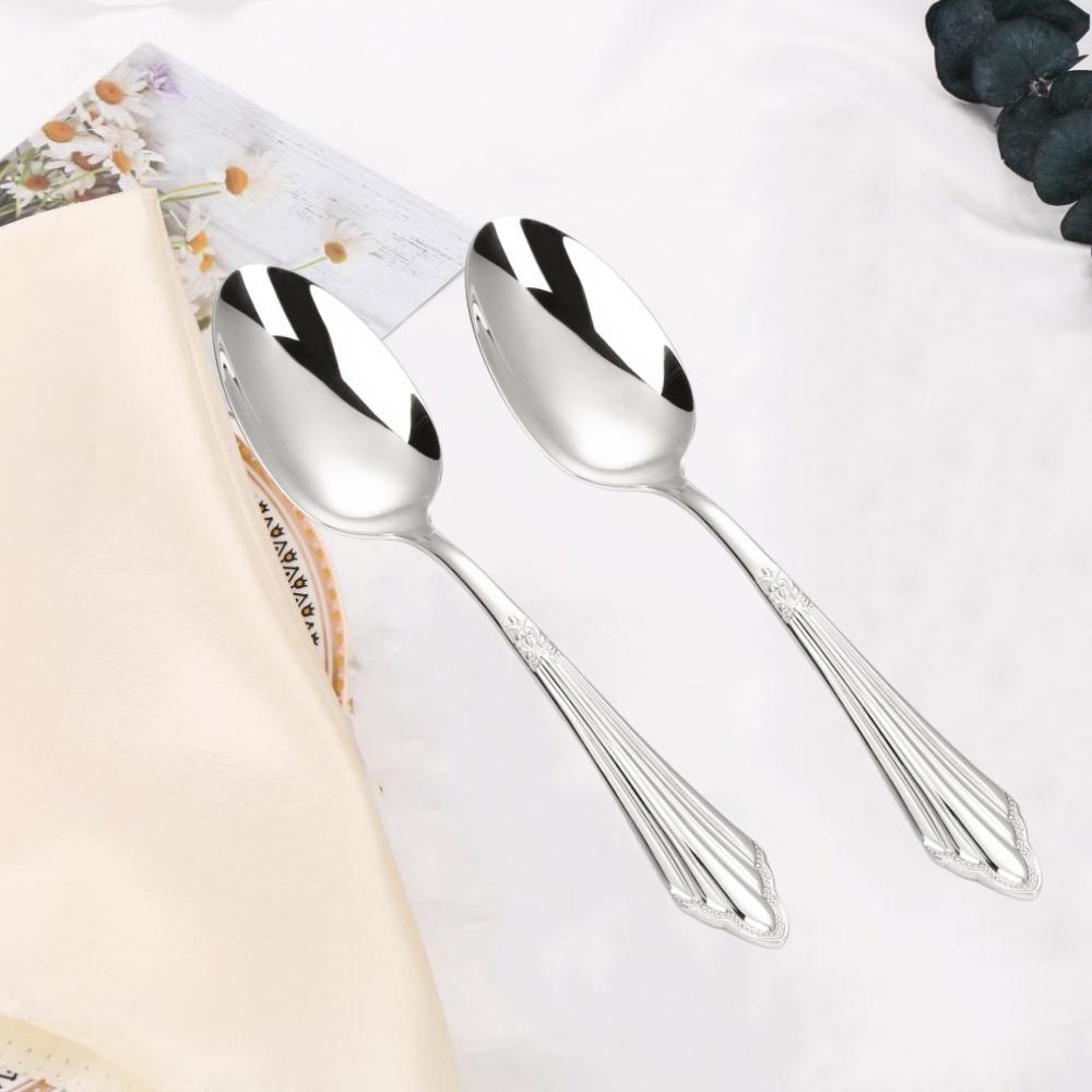 8.39 "Luxury Gold Plated Glossy Dinner Spoon Set Stainless Steel 18-10 Extra Large Table Spoon Dishwasher Safe 2/3/4/5/6 Pieces4