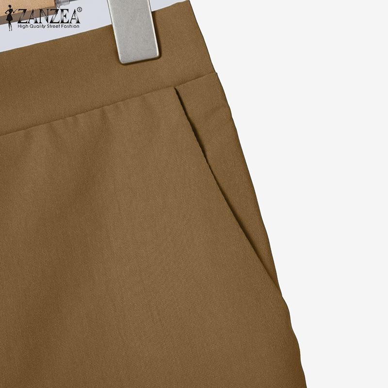 ZANZEA Женский повседневный костюм из двух частей с коротким рукавом и брюками