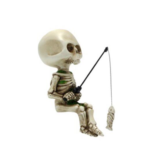 Фигурка для рыбалки с черепом, готический Хэллоуин, мини-смола, жуткий декор, креативное украшение для любителей Хэллоуина