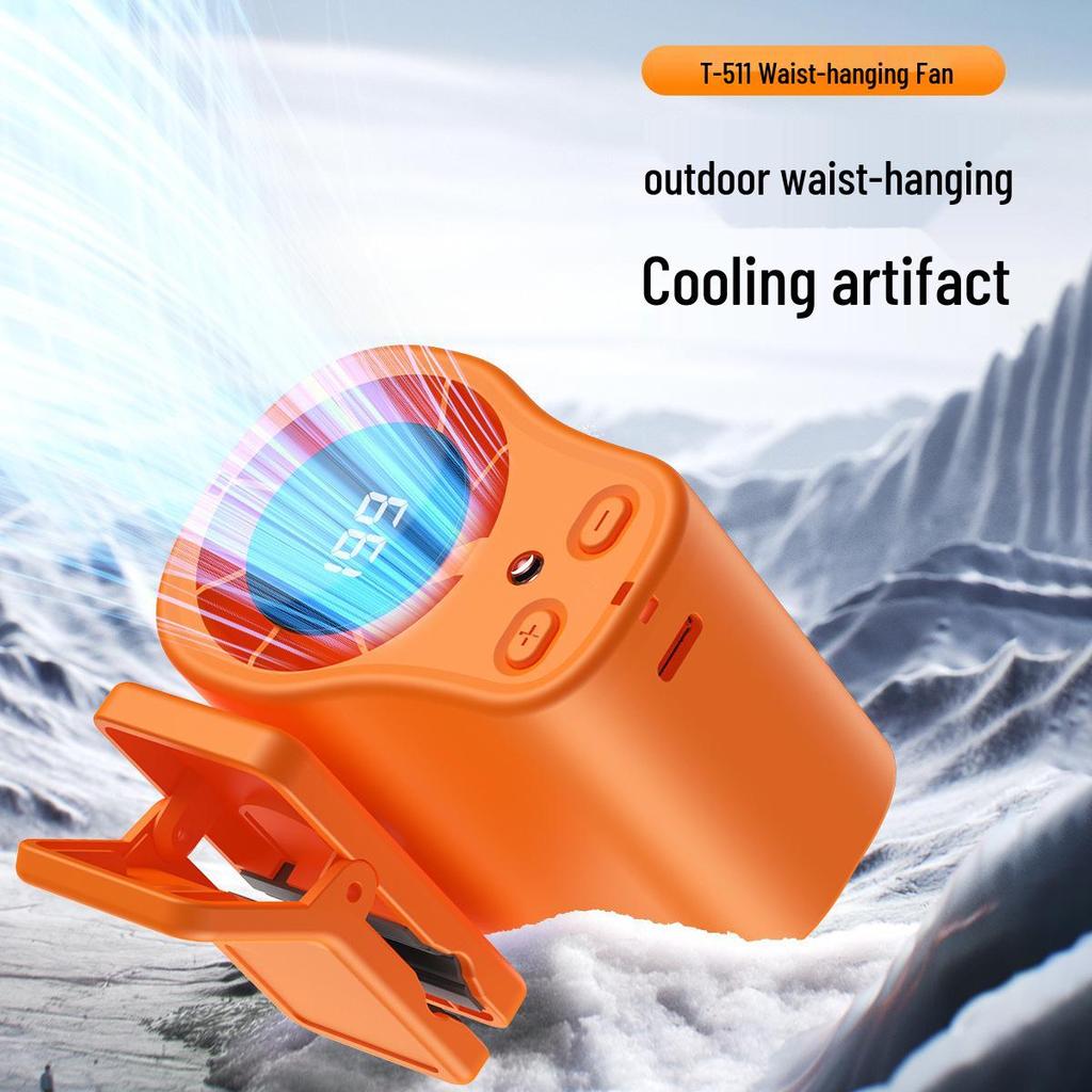 Portable USB Waist Fan with Digital Display - Large Capacity, Versatile, Mini Outdoor Neck-Hanging Design