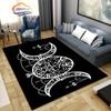 Коврик для алтаря с пентаклем и луной, ковер Викка с черепом, ведьминский языческий черно-белый мистический мертвый богато украшенный домашний декор