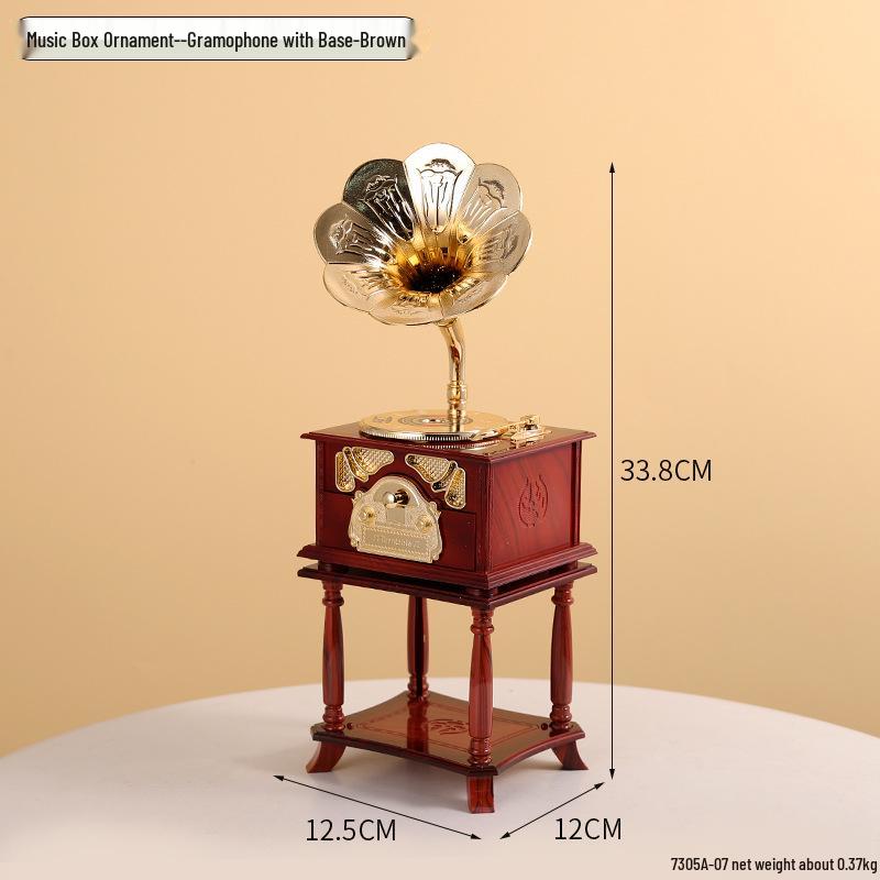 Старинная музыкальная шкатулка-граммофон: Декоративное украшение для дома или офиса, идеальный подарок на День святого Валентина или день рождения