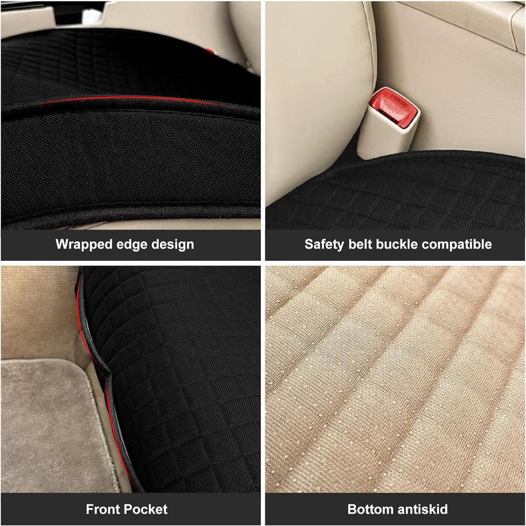 SEAMETAL Flax Car Seat Cover Four Seasons Front Linen Fabric Cushion Breathable Seat Protector Mat Pad