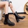 Coarse Heel Martin Boots Women's New Autumn and Winter Thick-soled Wind Short Boots High Heel Diagonal Medium Tube Women's Boots