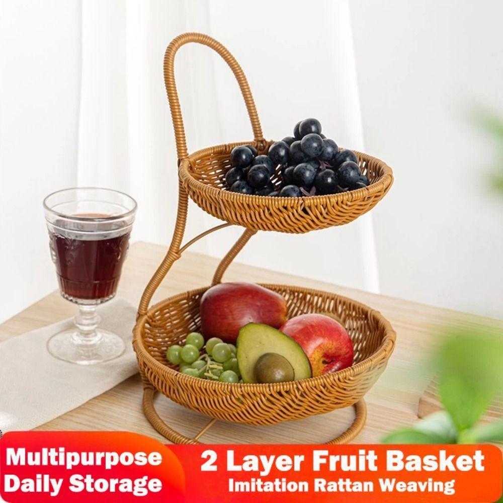 Handwoven Fruit Basket Imitation Rattan Weaving Storage Basket New Storage Rack  Living Room