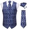 Christmas Blue Men Vest Set Autumn New Slim Fit Waistcoat Bowtie Set Mens Xmas Party Holiday Prom Tuxedo Vests