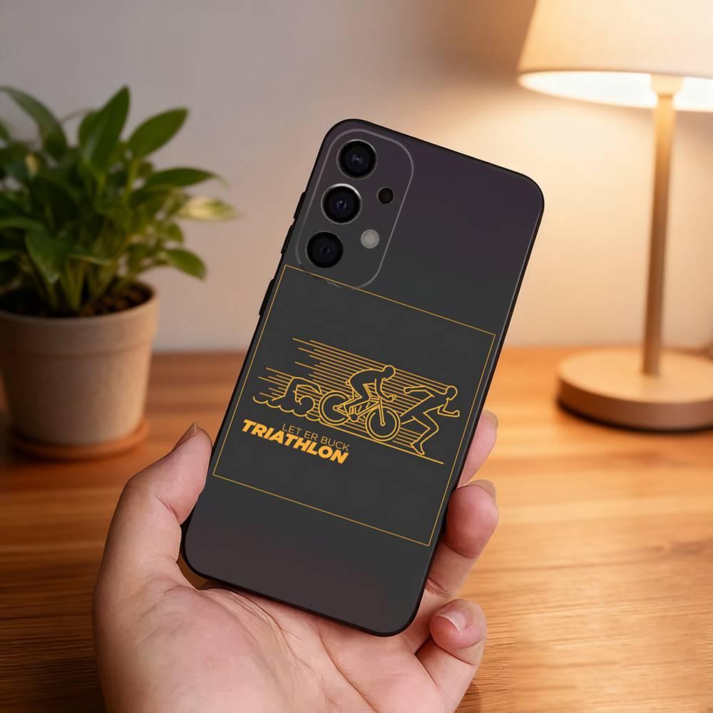 Чехол для телефона Триатлон Плавание Велосипед Бег Для Samsung S25,S24,S21,S22,S23,S30,Ultra,S20,Plus,Fe,Lite,5G Черный Чехол