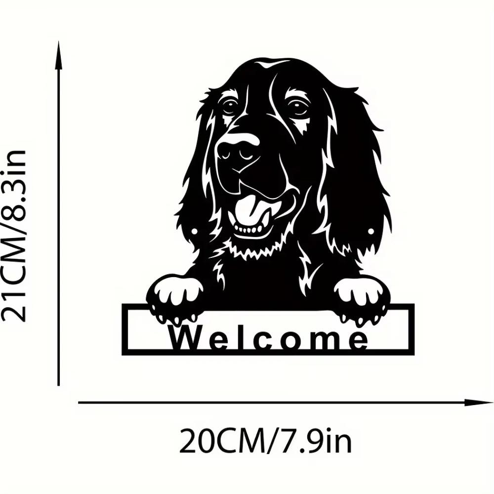 Irish Setter Dog Welcome Wall Sign Metal Art Ornament, Nostalgic Retro Tin Decoration for Coffee, Stylish Wall Sign