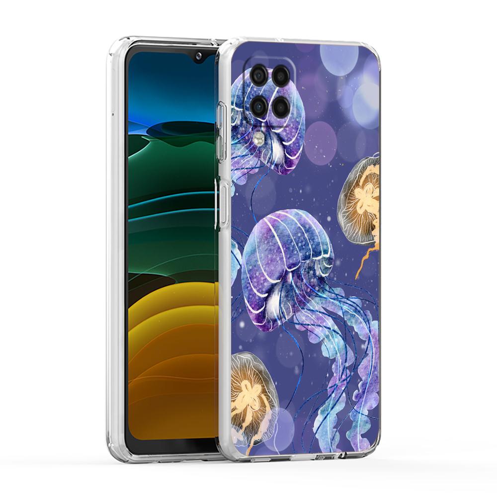 Мягкий чехол для Samsung Galaxy A25 A23 A22 A52S A52 A55 A72 A41 A31 A13 A11 Прозрачный чехол для телефона Розовый медуза Океанический узор