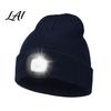 Hands Free LED Hat for Daily Life Knitted with Detachable Light Rechargeable Warm Winter Cap Outdoor Sports Built in Flashlight Safety Illumination