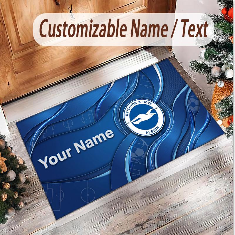 Personalized Crystal Velvet Carpet Brighton & Hove Albion Football Pattern Non Slip Floor Rug