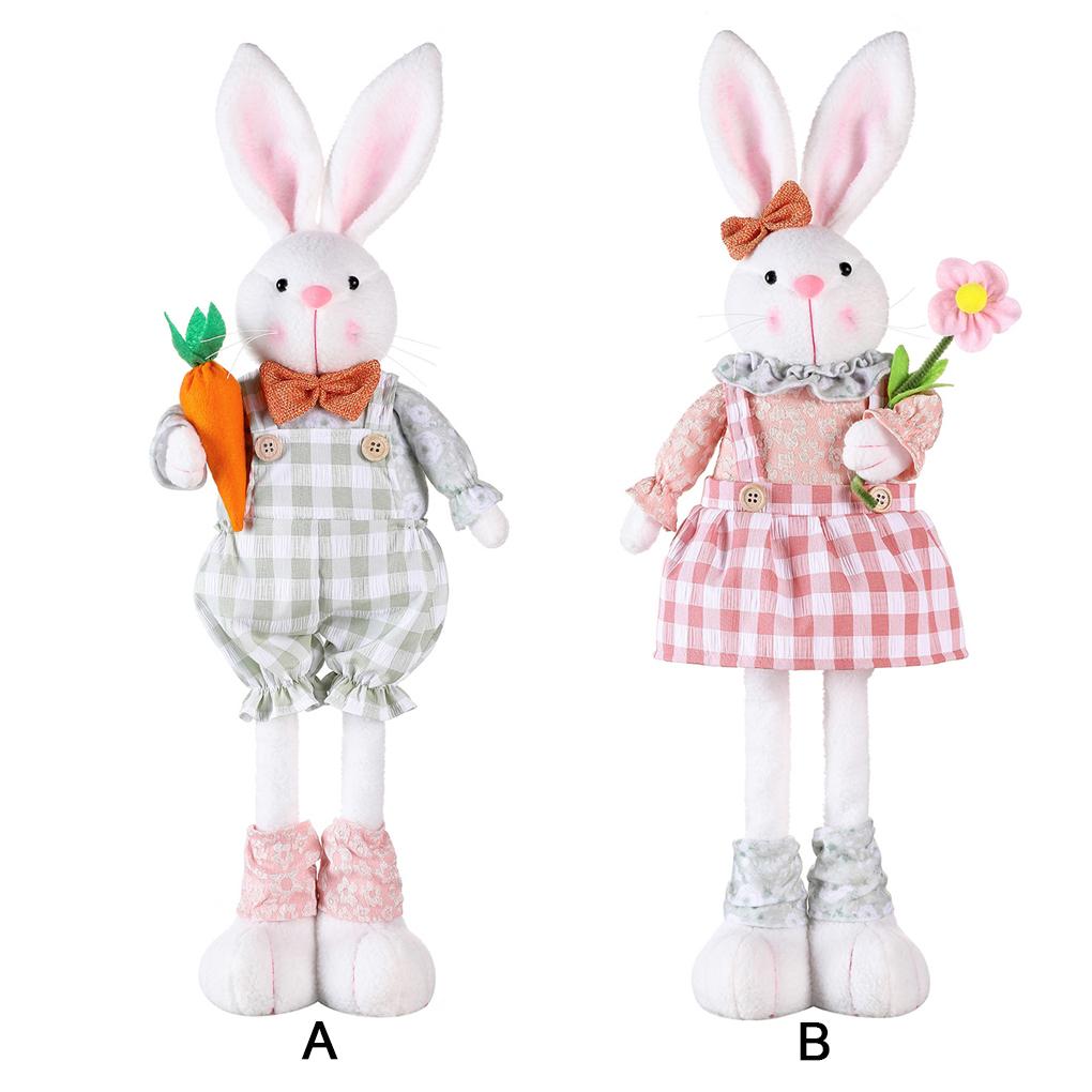 Standing Telescopic Rabbit Doll Easter Theme Party Supplies Home Decoration Ornaments Dwarf Doll