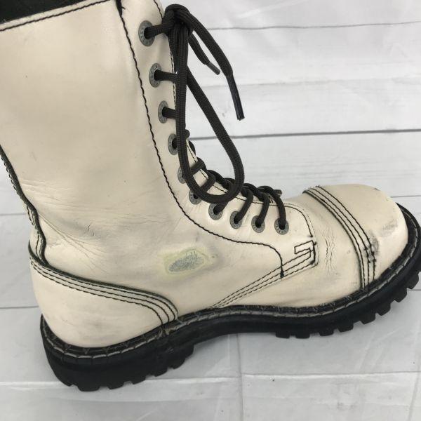 Steel Leather Engineer Boots White Steel Toe Mid Length 24.5(USED)