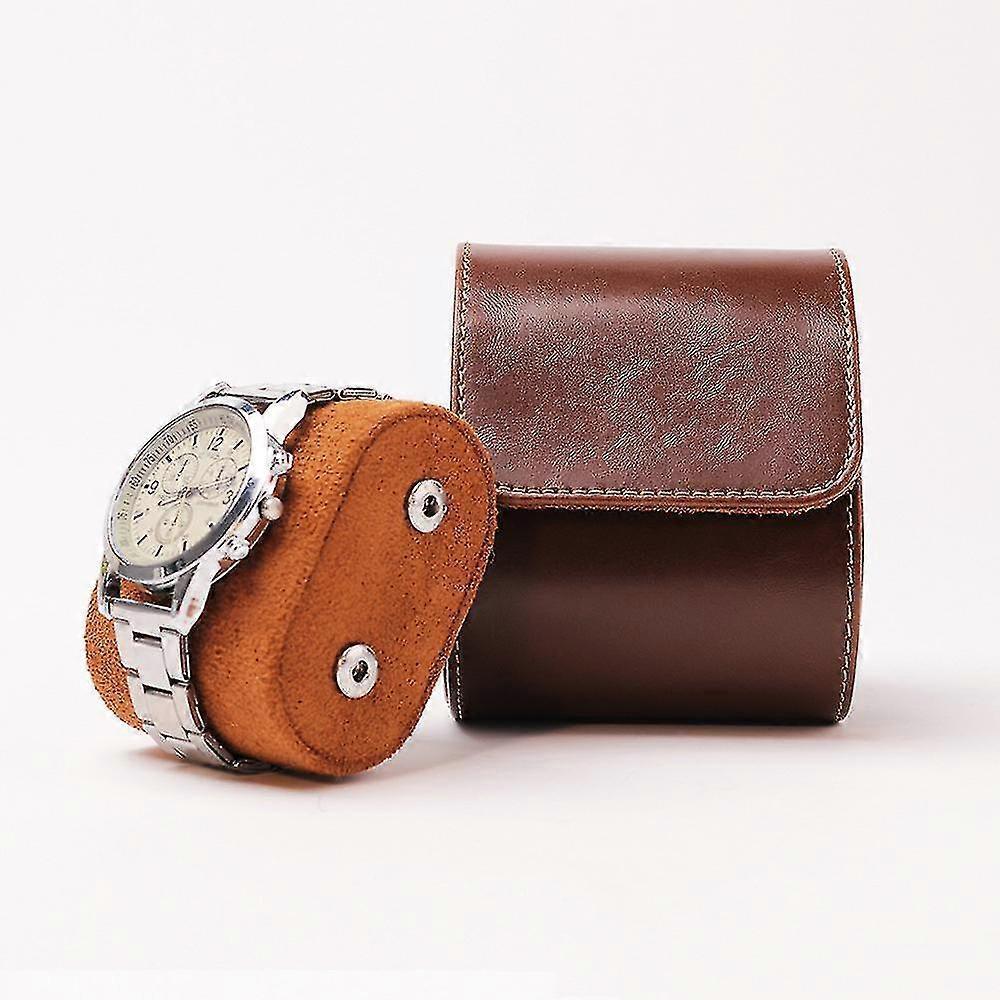 pu leather single watch box rolled leather portable watch gift box vintage brown watch storage box PK