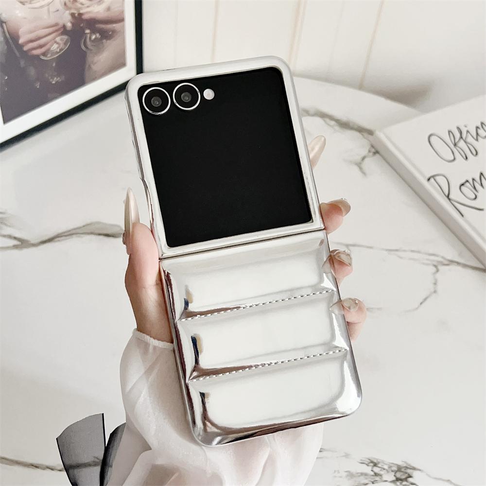Модная пуховая куртка Аврора Чехол-подушка для телефона Samsung Galaxy Z Flip 7 6 5 4 3 INS Кожаный противоударный чехол Z Flip7 Flip6