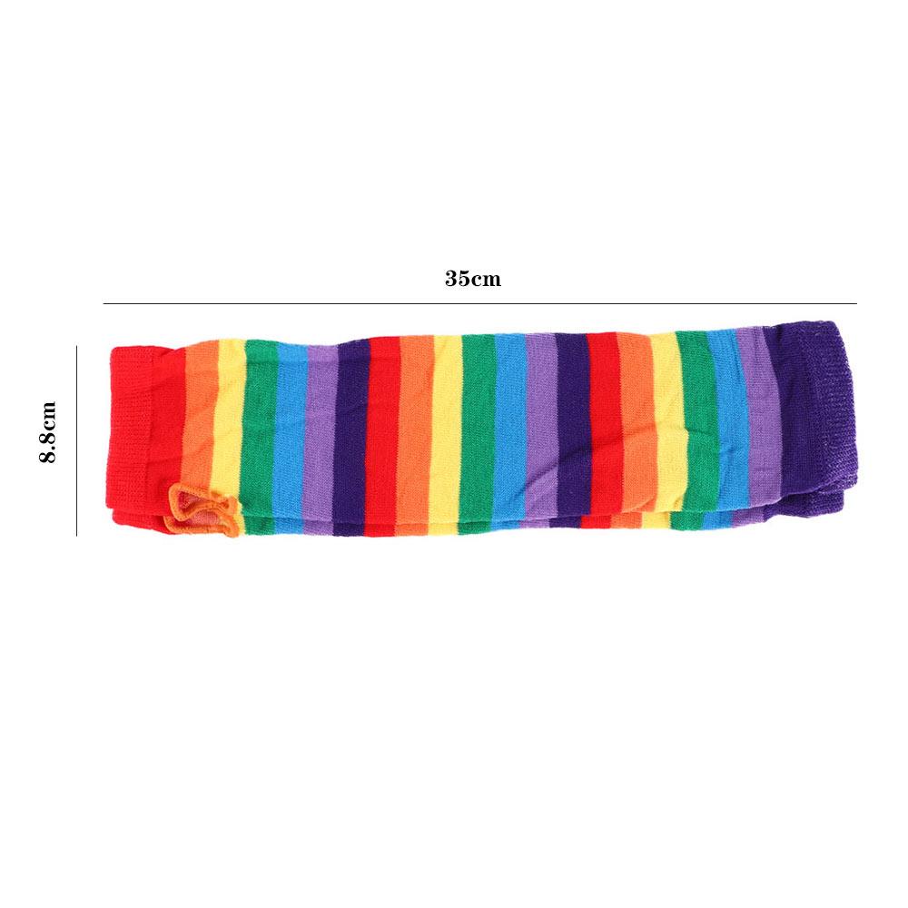 Thin Sun Protective Female Arm Warmers Striped Arm Warmers Knitting Gloves Rainbow Sleeve Cuff