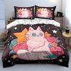 Cute Cat with Stars & Flowers Bedding Duvet Cover Set Duvet Cover Pillowcases  (1*Duvet Cover 2*Pillowcases, without duvet insert)