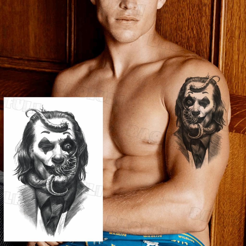 Черный пиратский череп, парусный спорт, временная татуировка для мужчин и женщин, реалистичная сова, лев, клоун, поддельная татуировка, наклейка, крутая татуировка на предплечье, грудь, татуировка