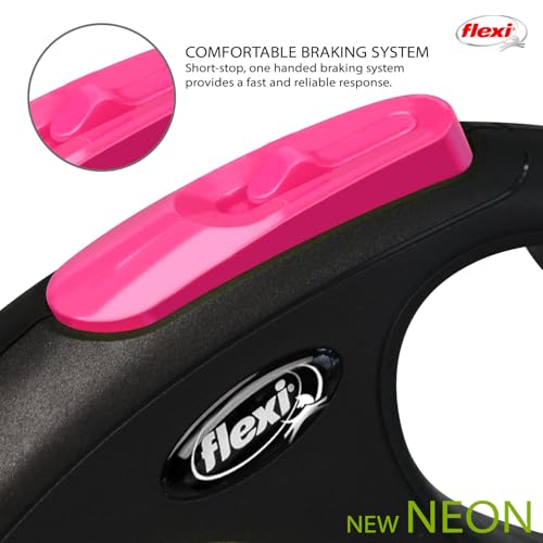 Выдвижной поводок Flexi New Neon, ленточный, малый, 5 м, розовый [Официальный японский товар]