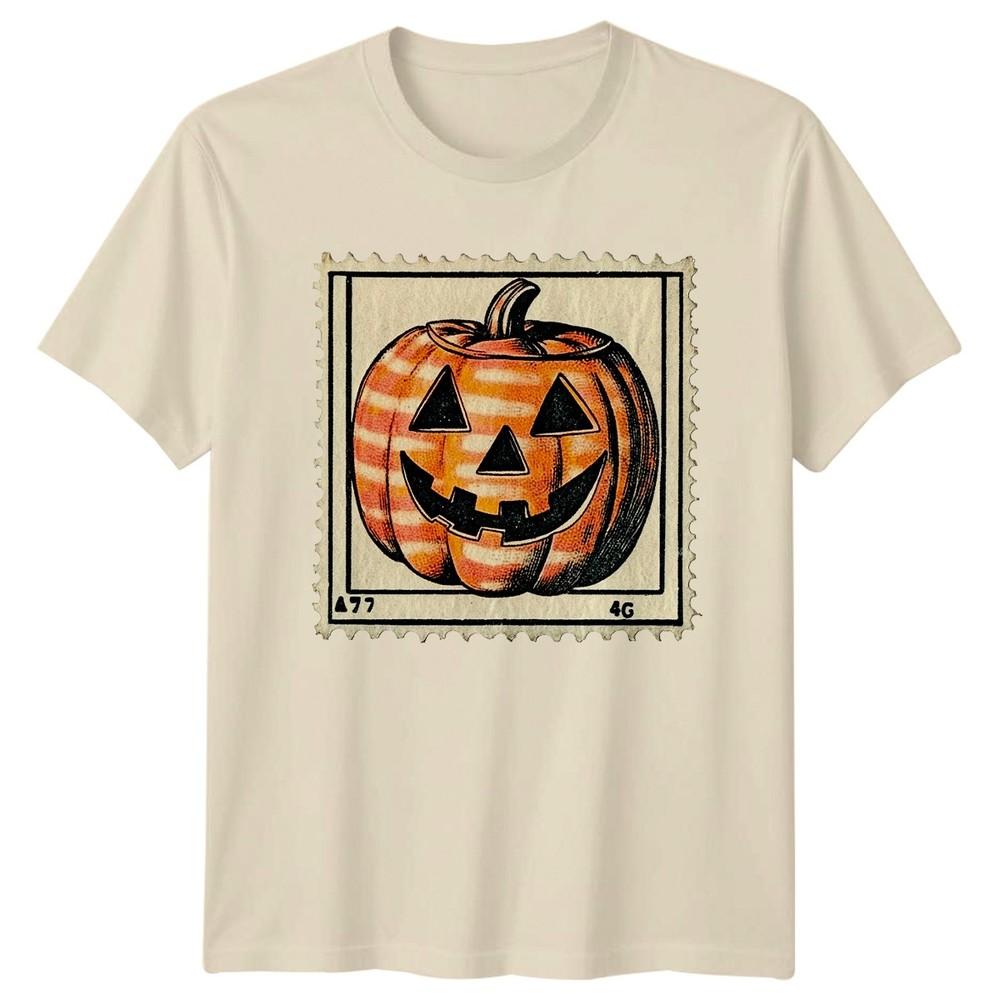 Jack O Lantern Halloween Holidays Unisexs TShirt Unisexs Tee Vintage Stamp Graphic
