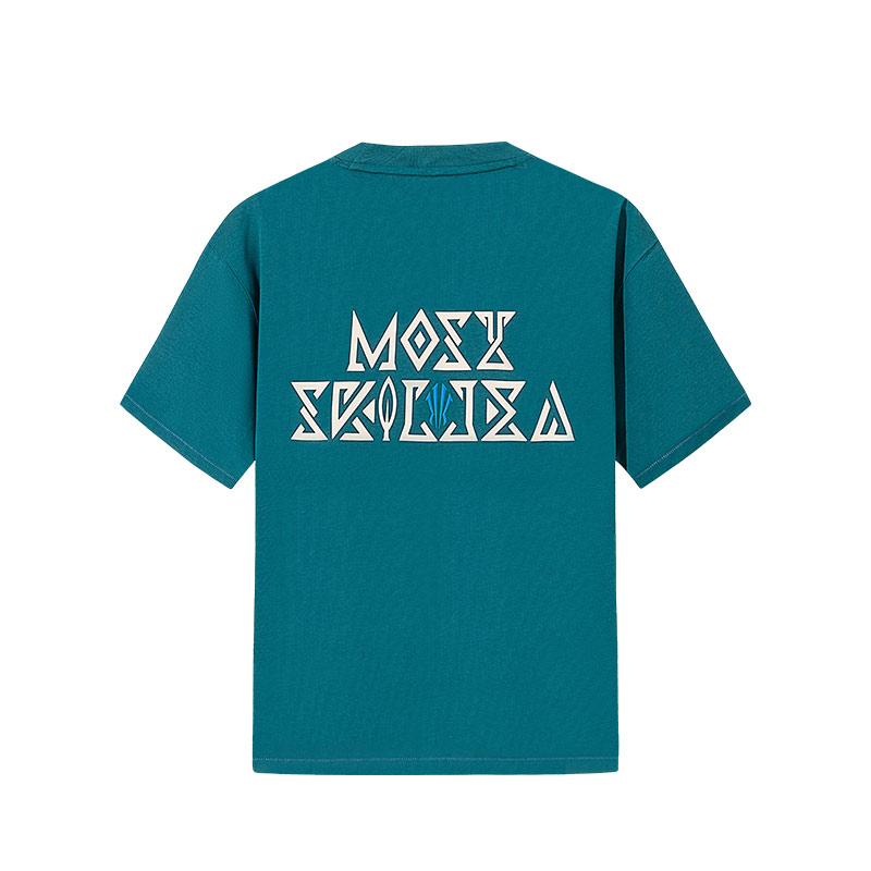 Anta Футболка унисекс из серии Kyrie Irving Ice Feel, повседневная, простая, с круглым вырезом, свободная, с коротким рукавом, темно-бамбуково-зеленая 172521103-3