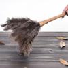 Fluffy Natural Ostrich Feather Duster Wooden Handle Household Cleaning Tool