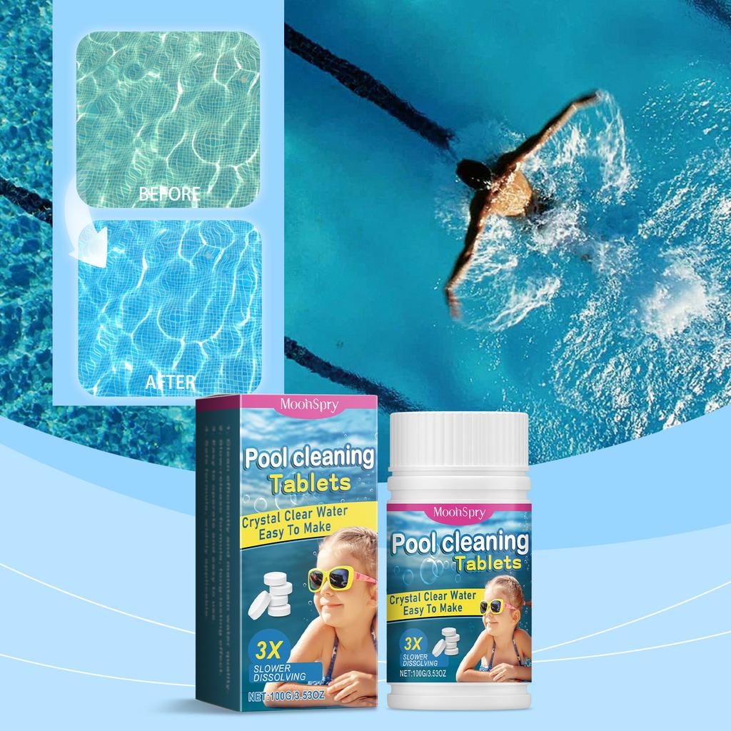 MoonSpry Multi-Effect Pool Cleaning Slow-Release Tablets Deodorizing Purifying Effervescent Tabs Efficient Water Care