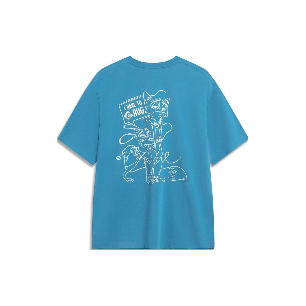 Li-Ning Футболка с коротким рукавом и принтом в виде буквы «круглый вырез», мужская, темно-синего цвета AHST269-2