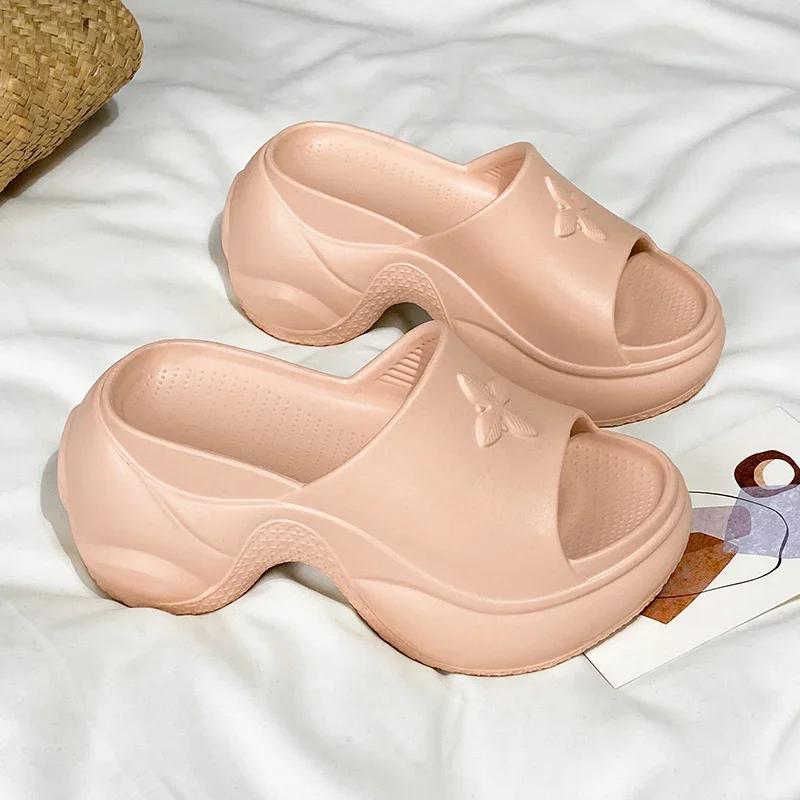 Модная женская обувь Весенние туфли на платформе Шлепанцы с клевером Высокие каблуки Дышащие сандалии Уличная повседневная обувь 2024 Новые Мягкая подошва Большой размер 40