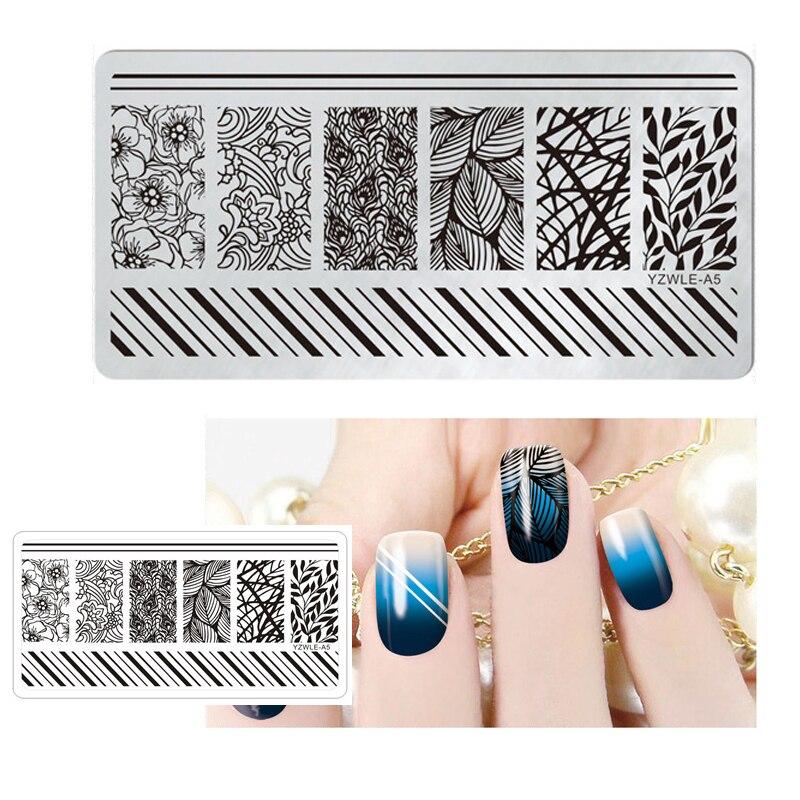 1 шт., прямоугольный шаблон для дизайна ногтей, 12X6 см, оригами, кружево, виноградная лоза, цветы, листья, дизайн изображений для девочек, DIY пластина для штампов для ногтей