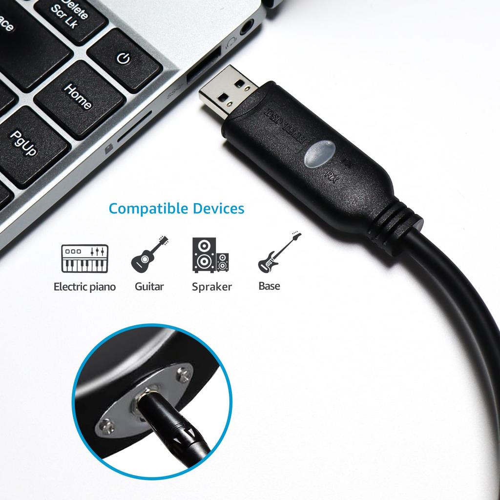DSD TECH SH-AU20B USB - 6,35 мм TS Аудиоадаптер, поддерживает частоту дискретизации 96 кГц 24 бит.