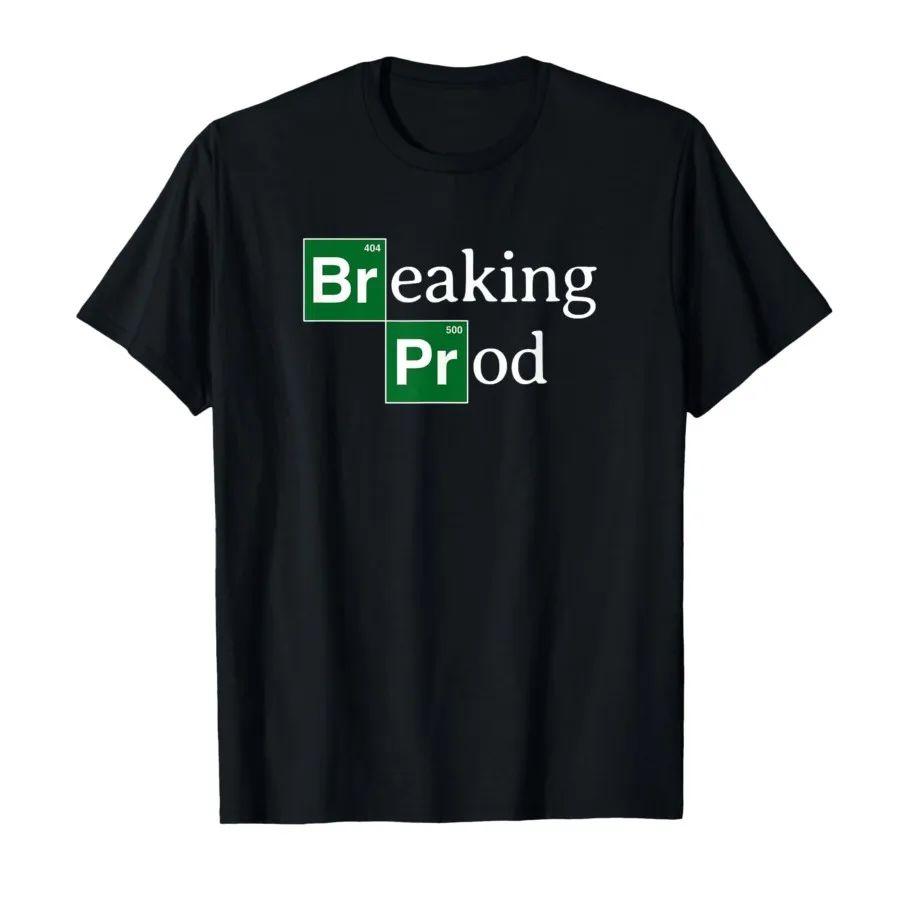 Y2k Funny T Shirt Breaking Prod Funny Devs Meme Tshirt Cotton Print Short Sleeve Tops Casual Loose Short Sleeve Unisex