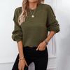 Solid Colour Pullover Women's Plus Size Sweater Autumn and Winter Loose Round Neck Reverse Lantern Sleeve Sweater