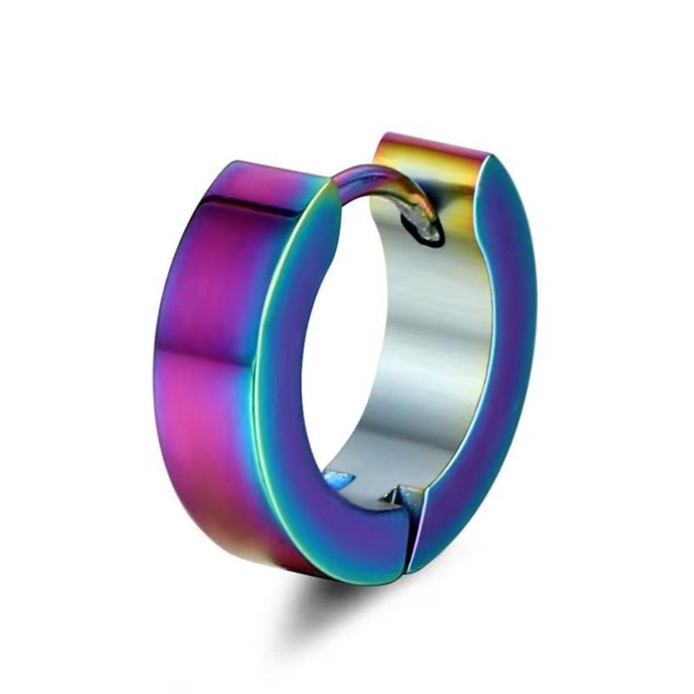 2pcs Stainless Steel Round Huggie Hoop Earrings Unisex Ear Buckle New Piercing Ear Studs Men