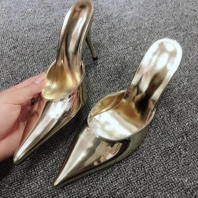 Модные Сексуальные Туфли на Высоком Каблуке Женские С Острым Носком Мюли Шлепанцы Женские Босоножки на Каблуке Тренд 2025 Летние Лоферы Туфли-Лодочки Мелкие Платье Слайды