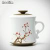 White Porcelain Teacups With Lid And Filter Office Coffee Mug High Quality Hand Painted Tea Cups Drinkware