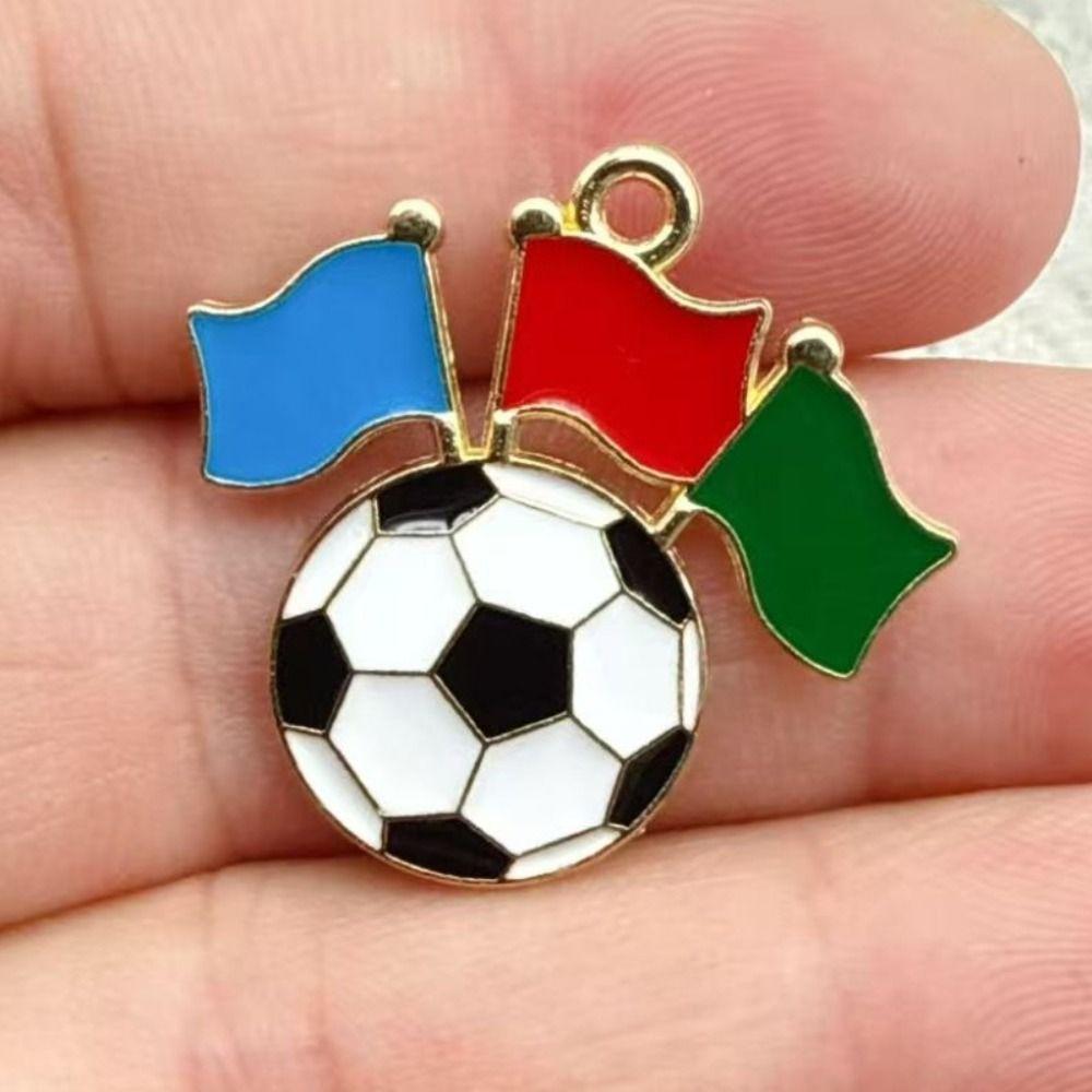 Enamel Design Football Series Pendant Green Color DIY Earrings Charms  Necklace Making