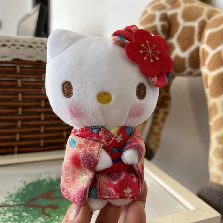 Плюшевая игрушка Sanrio Hello Kitty в кимоно, с подставкой, для детей и коллекционеров