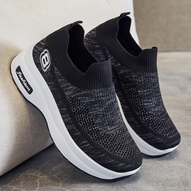 Fashion 2024Sneakers for Women Spring Mesh Breathable Sport Shoes Fashion Wedge Platform Casual Slip On Ladies Vulcanized Shoes