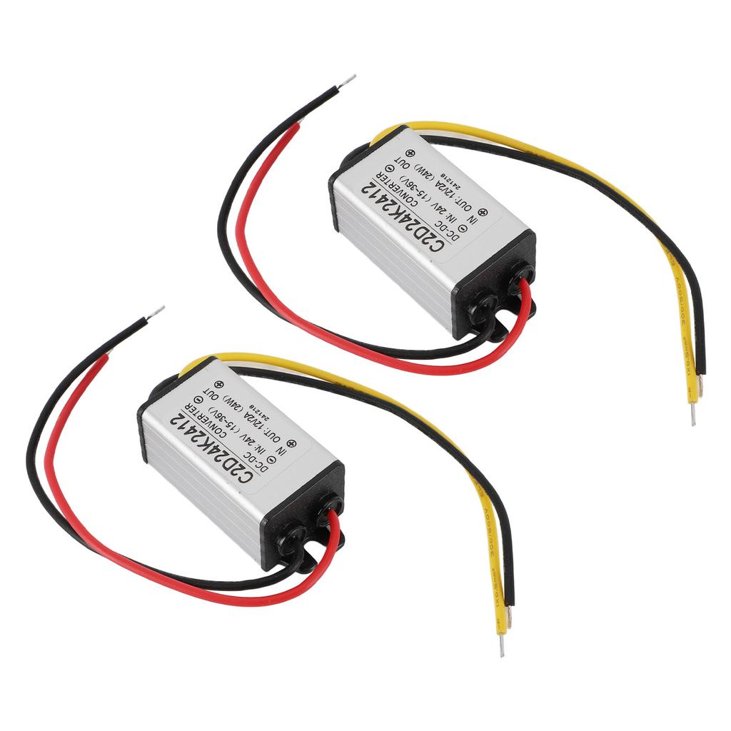 2pcs to voltage converter, 24V to 12V step-down power regulator for vehicles, boats, solar systems, IP68 sling, operating temperature -40-+80