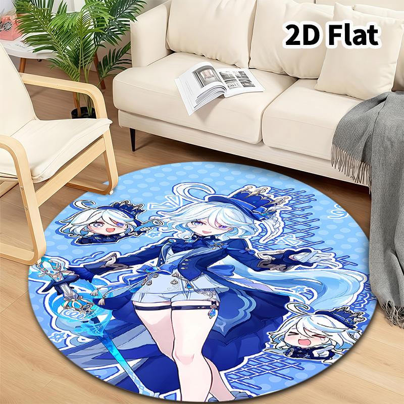 Genshin Round Area Rug Carpet Rug For Living Room Bedroom Sofa Playroom Decor Nonslip Floor Mat